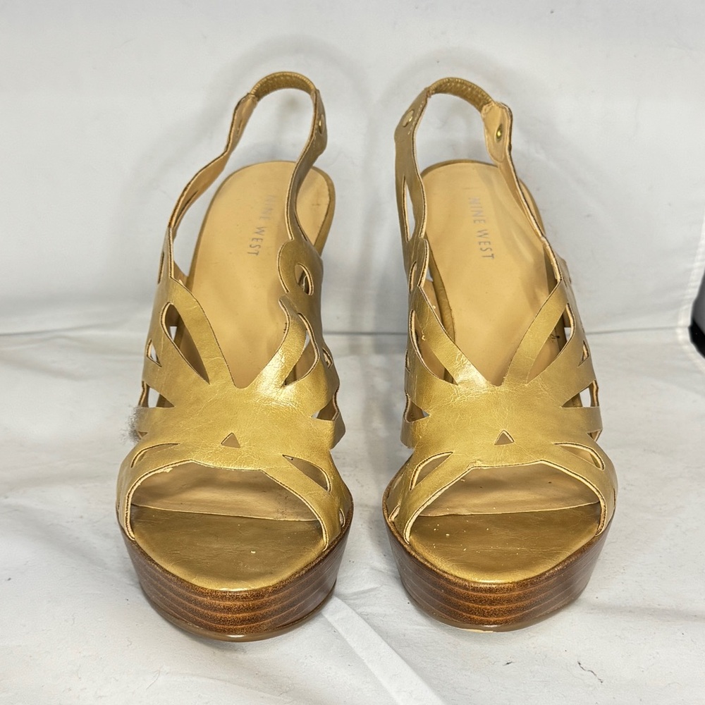 Nine West Gold Platform Slingback Sandals